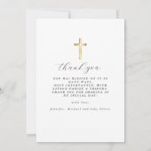 Elegant Gold Cross Baby´s Baptism Photo Script Bedankkaart (Achterkant)