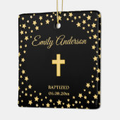 Elegant Gold Cross Baptism Christening Commune Keramisch Ornament (Links)