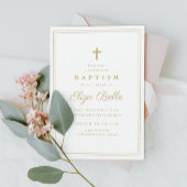 Elegant Gold Cross Baptism & Christening Kaart
