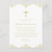 Elegant Gold Cross Baptism/Christening Uitnodiging (Voorkant)
