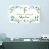 Elegant Gold Cross Baptism Receptie Welkom Spandoek (Beurs)