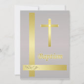 Elegant Gold Cross Baptisme Christening Uitnodigin Kaart (Voorkant)