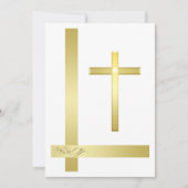Elegant Gold Cross Baptisme Christening Uitnodigin Kaart (Voorkant)