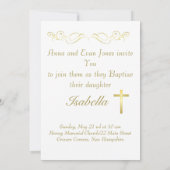 Elegant Gold Cross Baptisme Christening Uitnodigin Kaart (Achterkant)