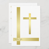 Elegant Gold Cross Baptisme Christening Uitnodigin Kaart (Voorkant / Achterkant)