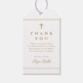 Elegant Gold Cross Baptisme Hartelijk dank Cadeaulabel (Voorkant)