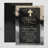 Elegant Gold Cross Baptisme Kaart (Voorkant / Achterkant)