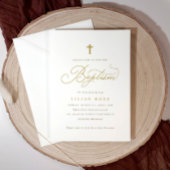 Elegant Gold Cross Baptisme Kaart