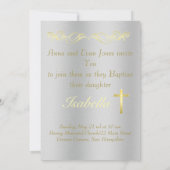 Elegant Gold Cross-Baptisme op metalen achtergrond Kaart (Achterkant)