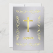 Elegant Gold Cross-Baptisme op metalen achtergrond Kaart (Voorkant)