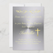 Elegant Gold Cross-Baptisme op metalen achtergrond Kaart (Achterkant)