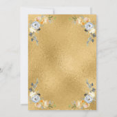 Elegant Gold Cross Blue Floral 1st Heilige Communi Kaart (Achterkant)