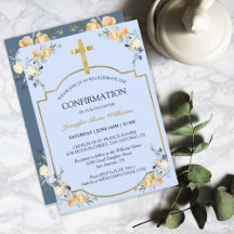 Elegant Gold Cross Blue Floral Bevestiging