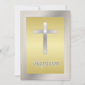 Elegant Gold Cross Border Baptisme Christening Kaart (Voorkant)
