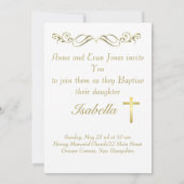 Elegant Gold Cross Border Baptisme Christening Kaart (Achterkant)