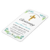 Elegant Gold Cross Boy's Blue Christening Magneet (Linkerzijde)