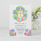 Elegant Gold Cross Easter Eggs Tulieren Kaart (Staand voorkant)