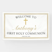 Elegant Gold Cross First Heilige Communauteit Welk Spandoek (Horizontaal)