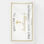 Elegant Gold Cross First Heilige Communauteit Welk Spandoek (Verticaal)