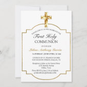 Elegant Gold Cross First Heilige Communie Kaart (Voorkant)