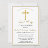 Elegant Gold Cross First Heilige Communie Kaart (Voorkant)