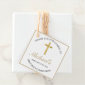 Elegant Gold Cross First Heilige Communist White Bedankjes Labels (In situ)