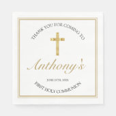 Elegant Gold Cross First Heilige Communist White Servet (Voorkant)