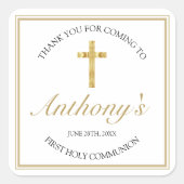Elegant Gold Cross First Heilige Communist White Vierkante Sticker (Voorkant)