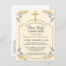 Elegant Gold Cross Floral 1st Heilige Communauteit