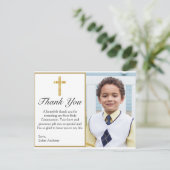 Elegant Gold Cross Foto 1e Communauteit Hartelijk Briefkaart (Staand voorkant)