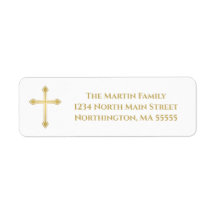Elegant Gold Cross Gold Typografie Return Address