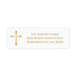 Elegant Gold Cross Gold Typografie Return Address Etiket