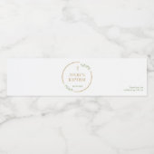 Elegant Gold Cross Greenery wreath Baptism custom Waterfles Etiket (Enkel label)