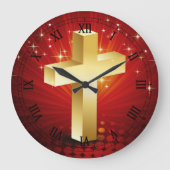Elegant Gold Cross-kerstkast Grote Klok (Voorkant)