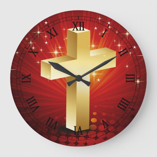 Elegant Gold Cross-kerstkast Grote Klok (Voorkant)