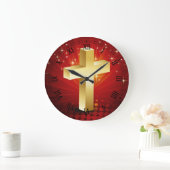 Elegant Gold Cross-kerstkast Grote Klok (Huis)