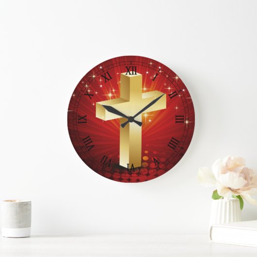 Elegant Gold Cross-kerstkast Grote Klok (Huis)