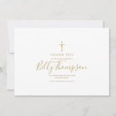 Elegant Gold Cross Memorial Funeral Simple Photo Bedankkaart (Voorkant)