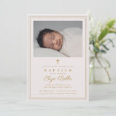 Elegant Gold Cross Religious Baptism & Christening Kaart (Staand voorkant)