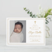 Elegant Gold Cross Religious Baptism & Christening Kaart (Staand voorkant)