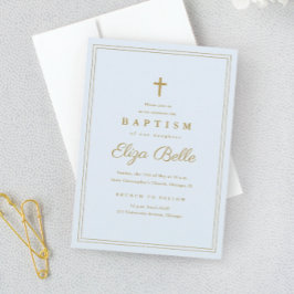 Elegant Gold Cross Religious Baptism & Christening Kaart