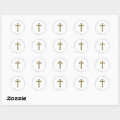 Elegant Gold Cross Return Address Ronde Sticker (Vel)