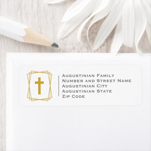 Elegant Gold Cross Return-adres Etiket (Insitu)