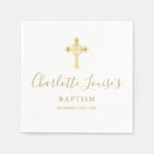 Elegant Gold Cross Signature Baptism Christening N Servet (Voorkant)