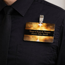 Elegant Gold Cross Water Reflection Church  Badge