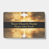 Elegant Gold Cross Water Reflection Church  Badge (Voorzijde)