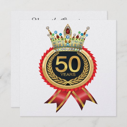 Elegant Gold Crown, vijftig uitnodiging (Voorkant / Achterkant)