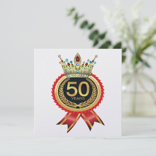 Elegant Gold Crown, vijftig uitnodiging (Staand voorkant)