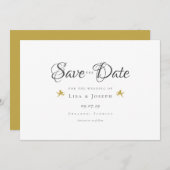 Elegant Gold Cupids Elegant Script Bewaar de datum Kaart (Voorkant / Achterkant)
