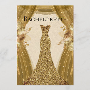 Elegant Gold Curtains Dress Bachelorette Party Kaart
